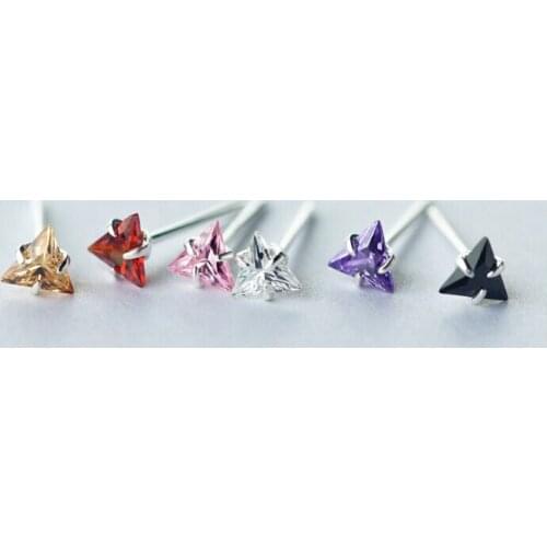 925 Sterling Silver Tiny Triangle CZ Zirconia Stud Earrings Jewelry A1350