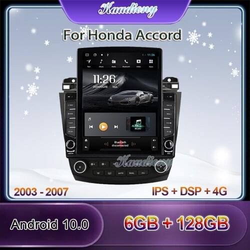 Kaudiony 9.7" Tesla Style Android 10.0 Auto Radio For Honda Accord 7 Car Dvd Multimedia Player Auto GPS Navigation Stereo 4G DSP