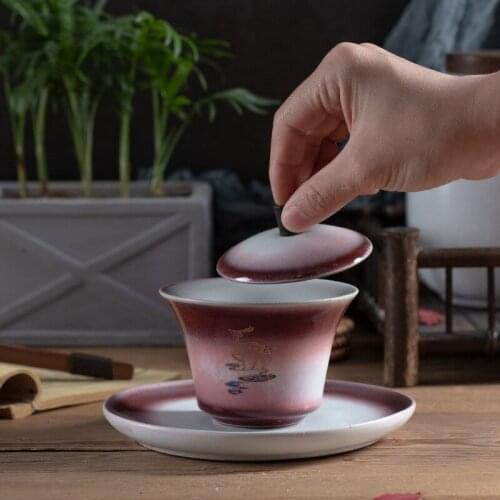 Cup Home Bowls Single Sancai Cup Tea Queen Kung Fu Tea Set Simple Ceramic Sopera De Ceramica Gaiwan Coarse Pottery Tea Set