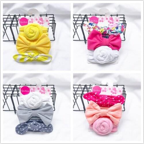 12pcs/Lot Baby Cotton Knotted Headbands Polka Dot Printing Girls Hair Bows Head Wraps Infants Toddlers Hairband Baby Accessories