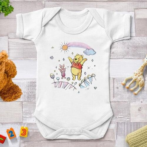 0-24M Cartoon Baby Clothes Summer New Fashion Winnie Pooh Printed Baby Girl Boy Rompers Newborn Jumpsuits Bodysuits For Bebes