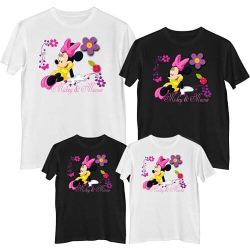 Disney Minnie Mouse T shirt Summer Comfortable 100% cotton Fashion tshirt women 2021 Children clothes girl mom daughter sets