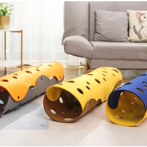 Pet Cats Tunnel Play Toy Collapsible Indoor Mobile Cat Ferrets Rabbit Tunnels Tube Cats Interactive Fun Toy For Cats Felt Bed