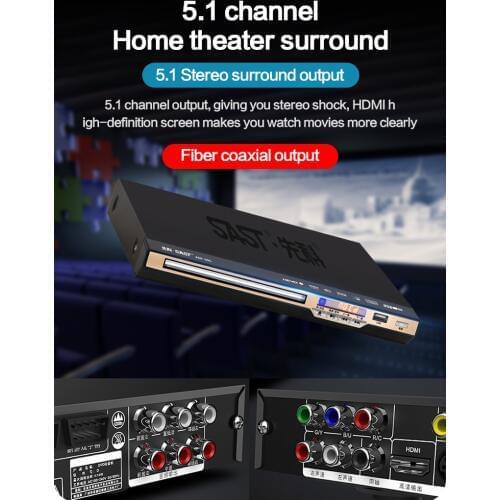 KYYSLB 20W 220V Eight-core Eye Protection DVD Player Home HD Decoding Output Player HDMI Children EVD / CD / VCD / Player