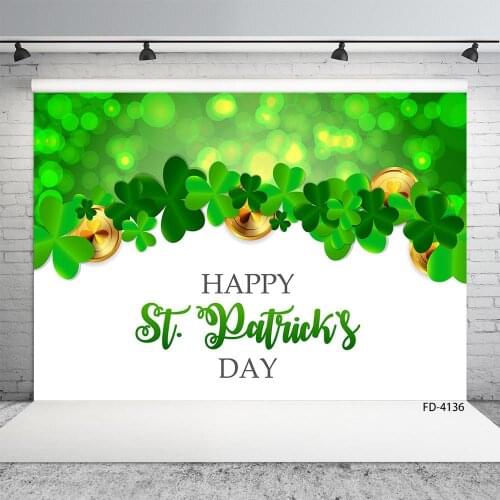 Shamrocks Gold Flare Photo Backgrounds Vinyl Cloth Backdrop for Children Baby St. Patricks Day Photophone Photography Props