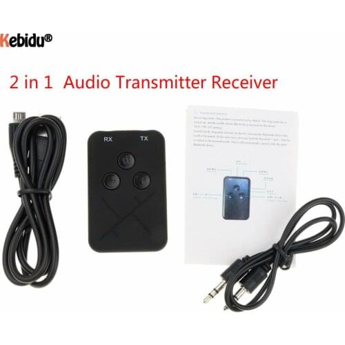 Kebidu 2 in 1 Bluetooth 5.0 Transmitter Receiver For TV PC Car Kit with Control Button Mini 3.5mm Stereo Audio Wireless Adapter