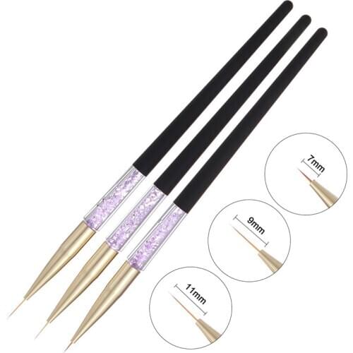 3 Pcs Nail Art Acrylic Liner Painting Brush French Lines Stripes Grid Pattern Drawing Pen 3D DIY Tips Manicure Tools