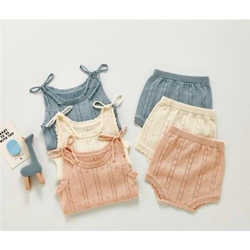 Baby Clothes set Summer Knitted Baby Outfit Infant Baby Boys Girls Clothes Vest + Shorts Cotton Toddler Clothing Set For Girl