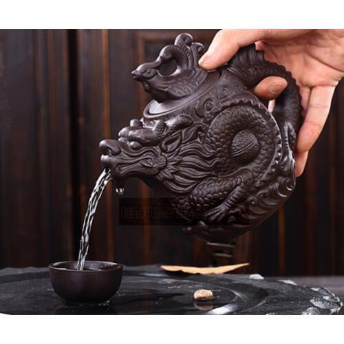 Kung Fu Teapots Dragon And Phoenix Tea Pot Big Capacity Purple Clay Tea Set Kettle Yixing Teapot 530ML