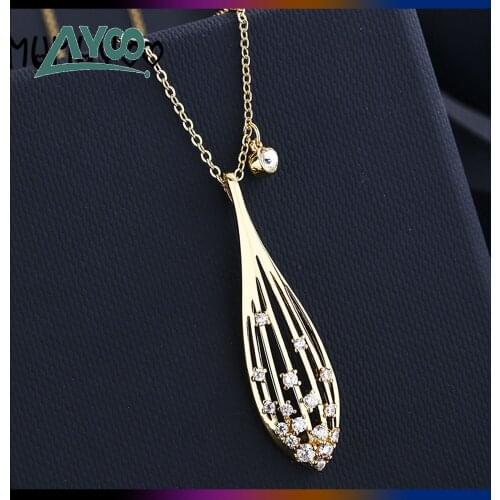 SWA Fashion Jewelry High Quality Glamour Hollow Olive Shaped Lady Necklace Elegant Golden Olive Collar Chain For Women