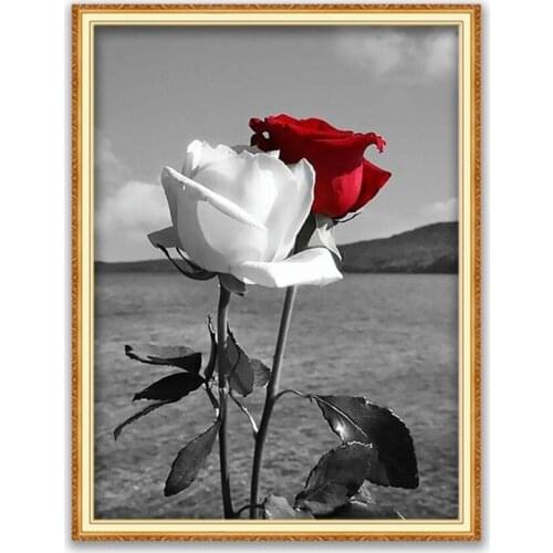 Flower Rose DIY 11CT Cross Stitch Embroidery Kits Craft Needlework Set Cotton Thread Printed Canvas Decoration On Sale Wholesale