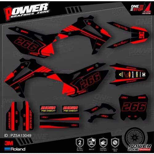 PowerZone Custom Team Graphics Backgrounds Decals 3M Stickers Kit For HONDA 2014-2017 CRF250R 2013-2016 CRF450R 049