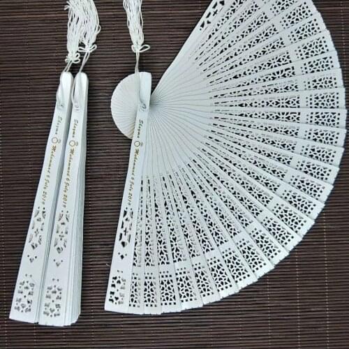 Personalized Printing White Wood Folding Hand Fan Wooden Fold Fans Customized Wedding Party Gift Decor Favors Organza bag