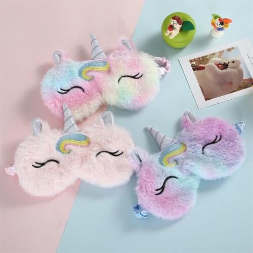Unicorn Girl Plush Eye Mask Embroidered Childrens Shading Eye Mask 3d Cartoon Eyeshade Relax Mask For Travel Home Party Gifts