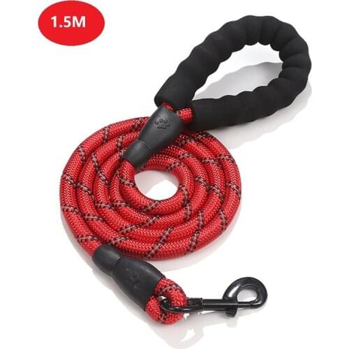 1.5m High Quanlity Round Nylon Dog Leashes Reflective Comfortable Durable Dog Traction Rope for Big Dog Walking leash