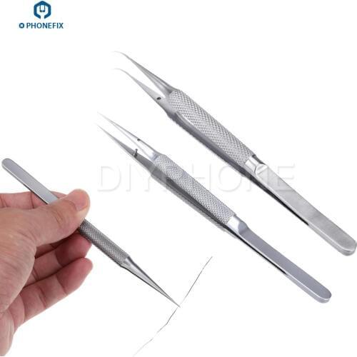 Precision Tweezers Stainless Steel Forceps for Mobile Phone Repair Jump Wire Fingerprint Motherboard Repair Tools
