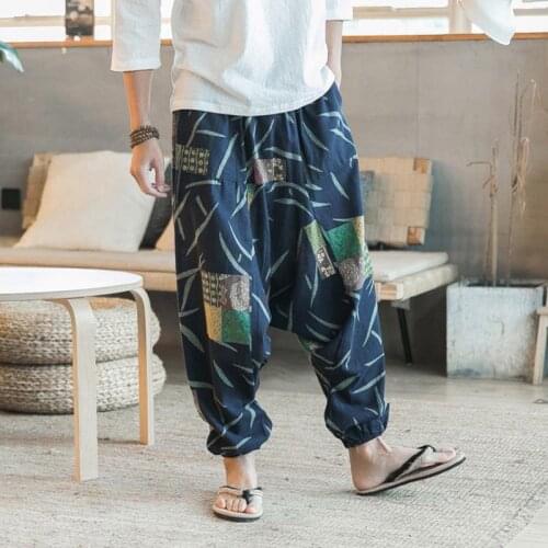 Baggy Cotton Linen Harem Pants Men Hip-hop Women Plus Size Wide Leg Trousers New Casual Vintage Long Pants Pantalon Hombre