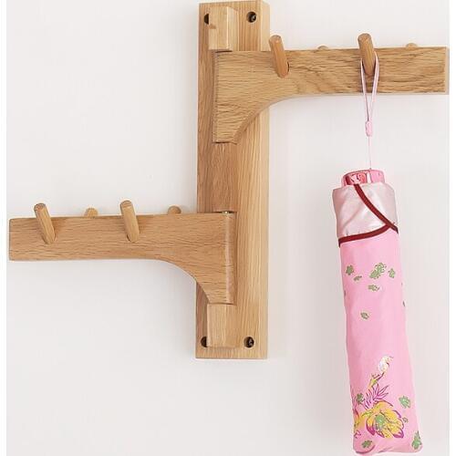 Nordic creative solid wood wall coat rack solid wood white oak wall hanging rack wood simple modern coat rack