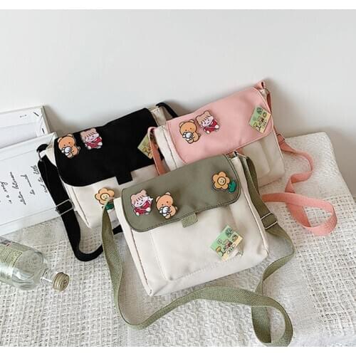Lovely Retro Shoulder Bags for Women Girls Large Capacity Canvas Storage Bags Crossbody Bag Portable Zipper Shoulder Pouch Bag