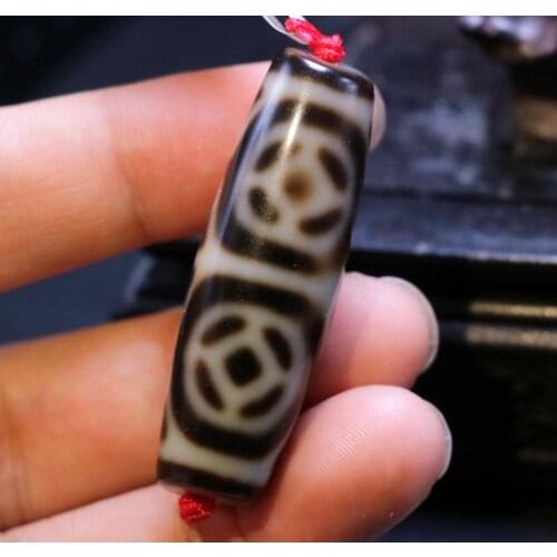 Treasure Magic LKbrother Energy Tibetan Old Oily Agate Ivory Color 4 Coins Rich dZi Bead Amulet Pendant A