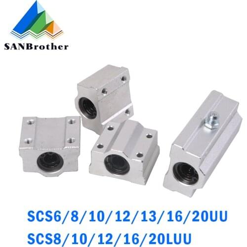 4pcs Linear Motion Ball Bearing Slide Block Bushing SC8UU SCS8UU SC10UU SCS12UU SCS16UU SC20UU Linear Shaft CNC 3D Printer Parts