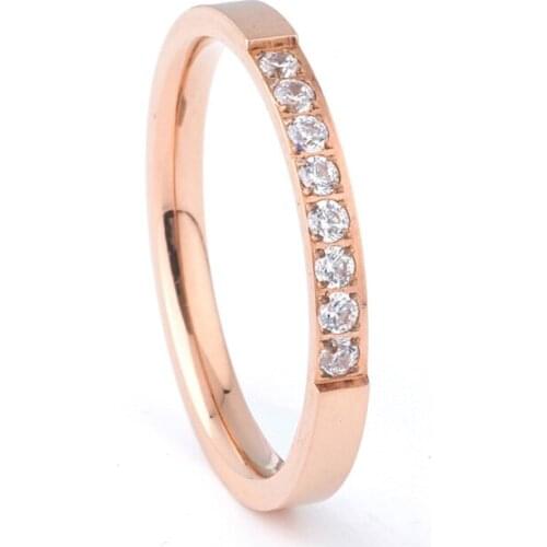 3mm Rose Gold Color Ladies Wedding Rings For Women Girls Cubic zirconia Fashion Party Engagement Jewelry Rings