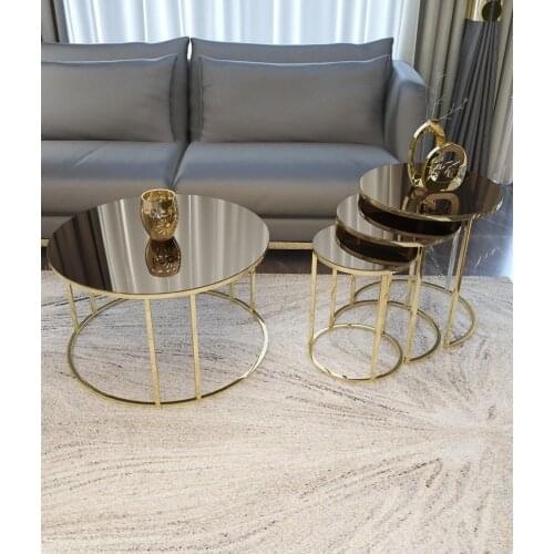 Zigon And Medium Coffee table Set Gold Metal Toe Bronze Mirror Suit журнальный столик mesa auxiliar table basse de salon