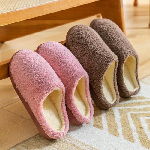 Winter Warm Slippers Women Men Non-slip Plush Cotton Shoes Couple House Home Indoor Faux Fur Female Pantuflas Bedroom Chaussons
