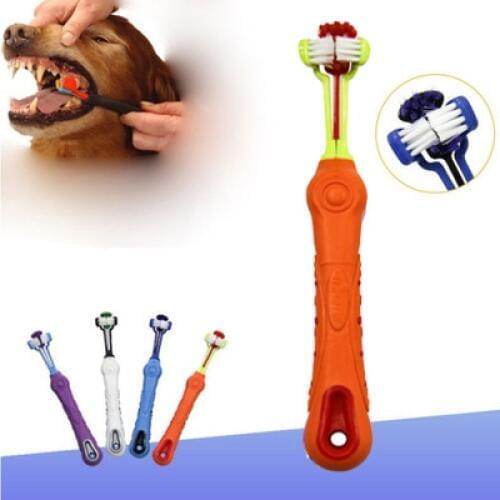 Pet Dog Toothbrush Three Sided Teddy Cleaning Mouth Brush Bad Breath Tartar Teeth Tool Teeth Cleaner Puppy Pet Cleaning Supplies