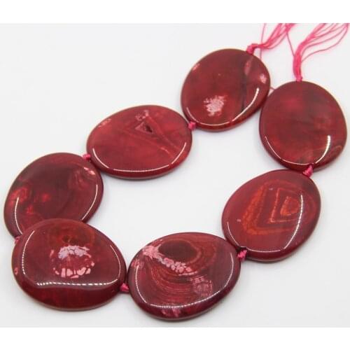 15.5"/strand Large Red Dragon Veins Agates Druzy Oval Slab Loose Beads,Gems Onxy Slice Nugget Pendant Necklace Jewelry Supplier