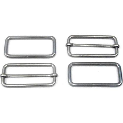 2 Inch (51mm) Gunmetal Strap Adjusters and 2 Inch Rectangle Rings