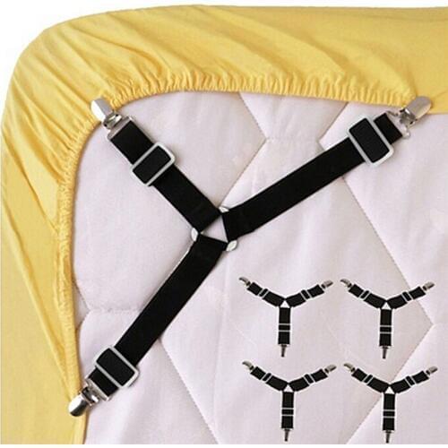 2Pcs Duvet Blanket Fastener Straps Fixing Slip-Resistant Belt Adjustable Bed Sheet Clips Cover Grippers Holder Mattress
