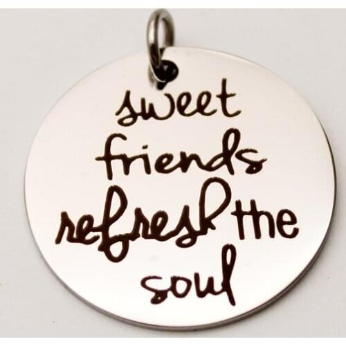 20pcs Friendship Charms Stainless Steel Pendant Sweet Friends Refresh The Soul Charm DIY Handmade Accessories