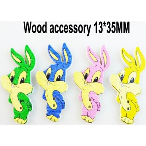 25pcs Animal Rabbit Buttons Pattern Cartoons Wood Sewing Button Fits Scrapbooking Charms WCF-061G