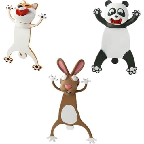 3PCS 3D Cartoon Animal Bookmark Novelty Cute Funny Wacky Bookmark Book Friend Bookmark for Kids Students Stationery