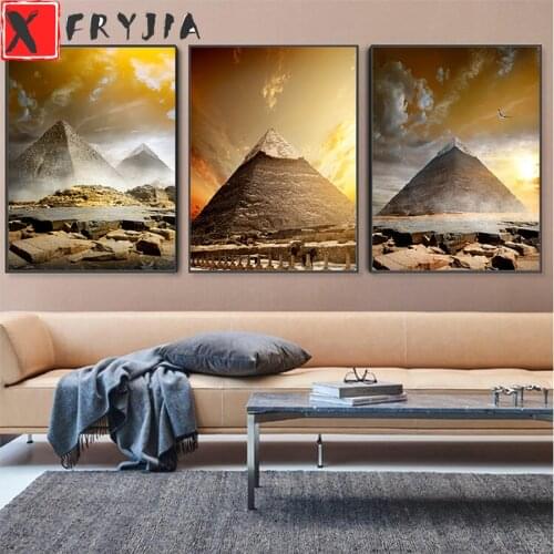 3pcs Ancient Egypt Pyramid diamond painting stitch cross diamond embroidery full square round drill diamond home decoration