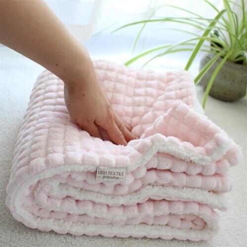 3D stripes thick cashmere baby blanket winter thermal blanket toddler bedding quilt soft winter furry newborn baby swaddle