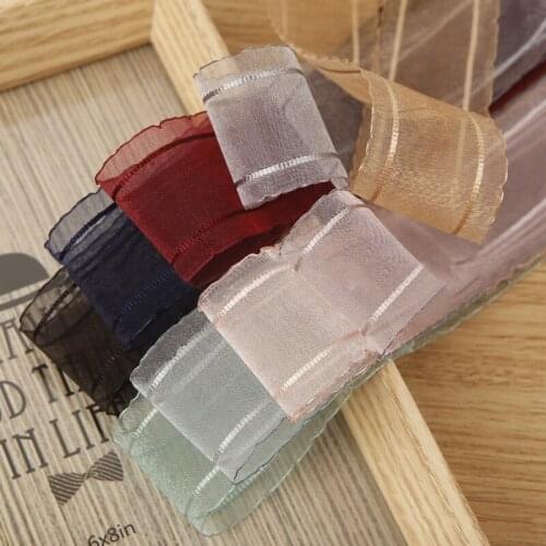 5yards Wavy Lace Snow Gauze Organza Stain Ribbon for DIY Crafts Wedding Party Decoration Cake Gift Bow Packaging Ribbon