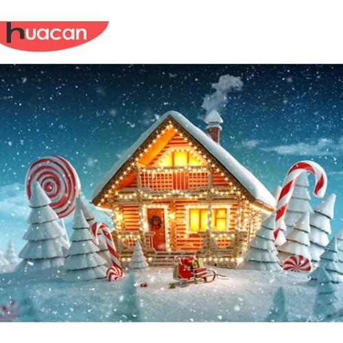HUACAN 5d Diamond Painting House Mosaic Winter DIY Diamond Embroidery Cross Stitch Christmas Landscape Home Decor