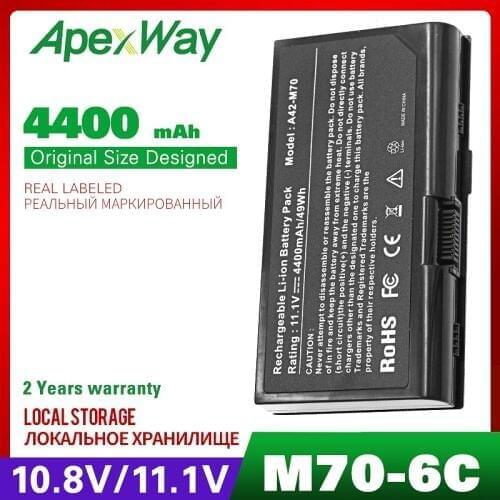 ApexWay 4400MAH Battery for ASUS A32-F70 A32-M70 L0690LC L082036 F70 F70S F70SL G71 G71G G71GX G71V G71VG G72 G72G G72GX G72V