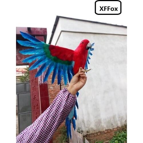 Big simulation wings parrot model foam&furs real life red&blue parrot bird doll gift about 60x90 cm xf1148