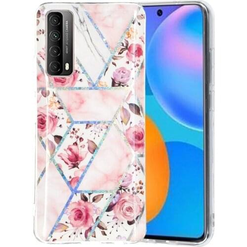 Plating Marble Case For Huawei P Smart 2021 P30 Pro P40 Lite Soft IMD Flower Silicone Shockproof Cover P Smart 2021 Cases