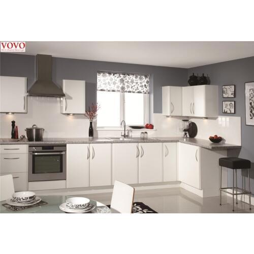Pure white kitchen cabinet with handle