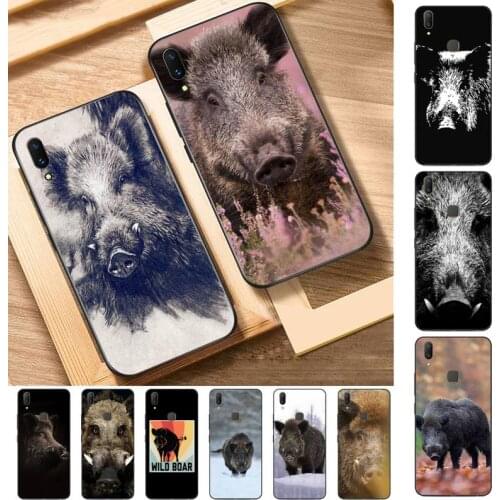 FHNBLJ Wild Boar Animal Phone Case for Vivo Y91C Y11 17 19 17 67 81 Oppo A9 2020 Realme c3