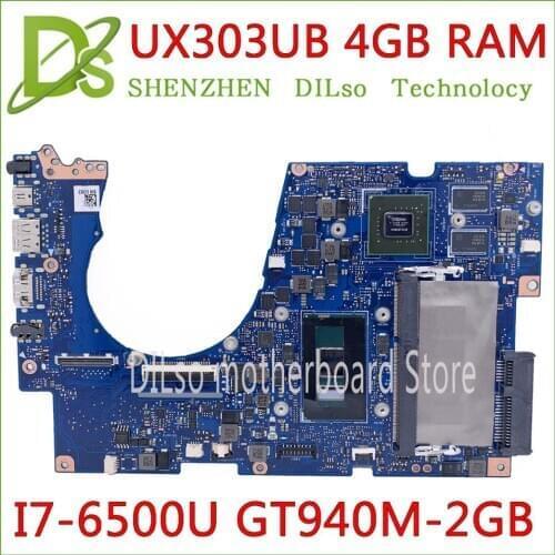 KEFU UX303UB Motherboard For ASUS UX303U UX303UA UX303UB Laptop Motherboard original I7-6500U 4GB GT940M-2G 100% Test