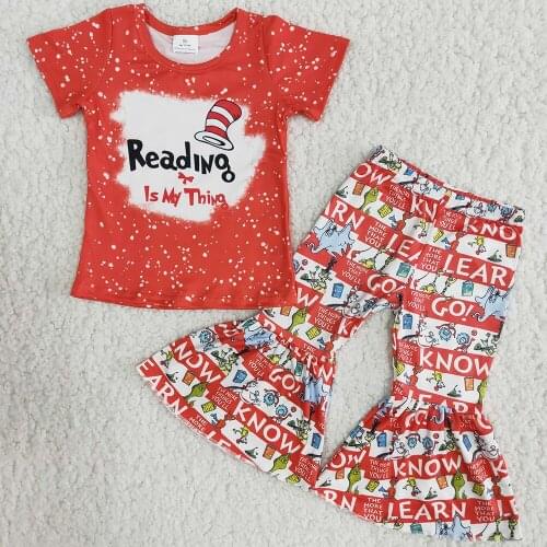 Hot Sale Kids Designer Clothes Girls Bell Bottom Outfits Short Sleeve Spring Summer Girls Clothing Outfit Wholesale Children Set