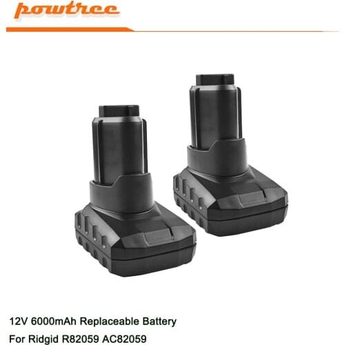 Powtree 6000mAh 12V Li-ion R82059 Rechargeable Battery For Ridgid R82059 AC82059 130220001 L10