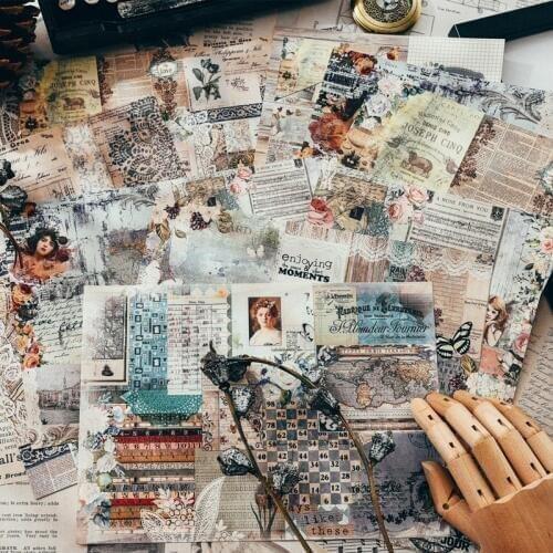 KLJUYP Vintage Material Paper Set for Scrapbooking DIY Projects/Photo Album/Card Making Crafts