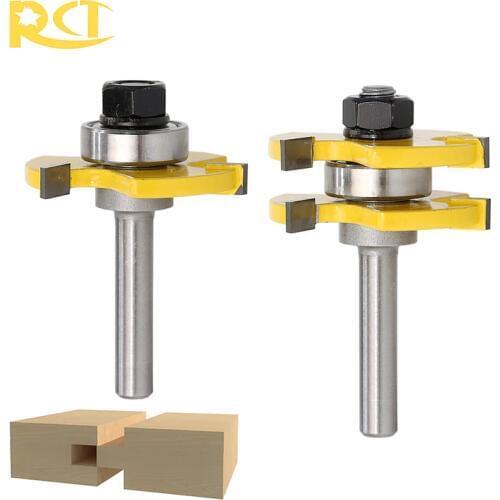RCT 2pcs Tongue Groove 8mm Shank Router Bit Set Milling Cutters For Wood Cutter Flooring Panel Woodworking Tools