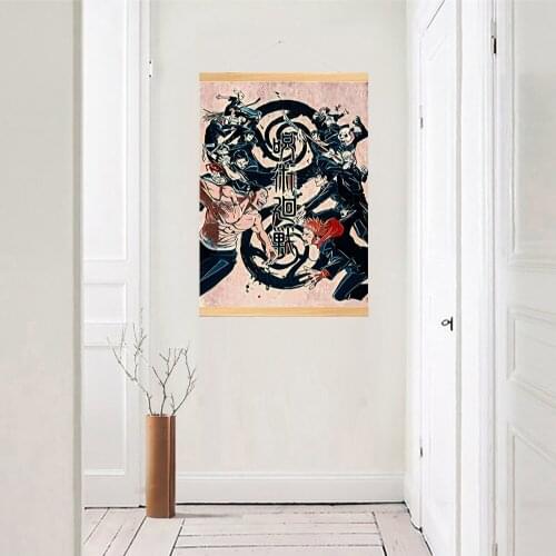 Canvas Wall Art Japanese Animation Prints Painting Solid Wood Hanging Scrolls Posters Home Decor Living Room Modular Pictures